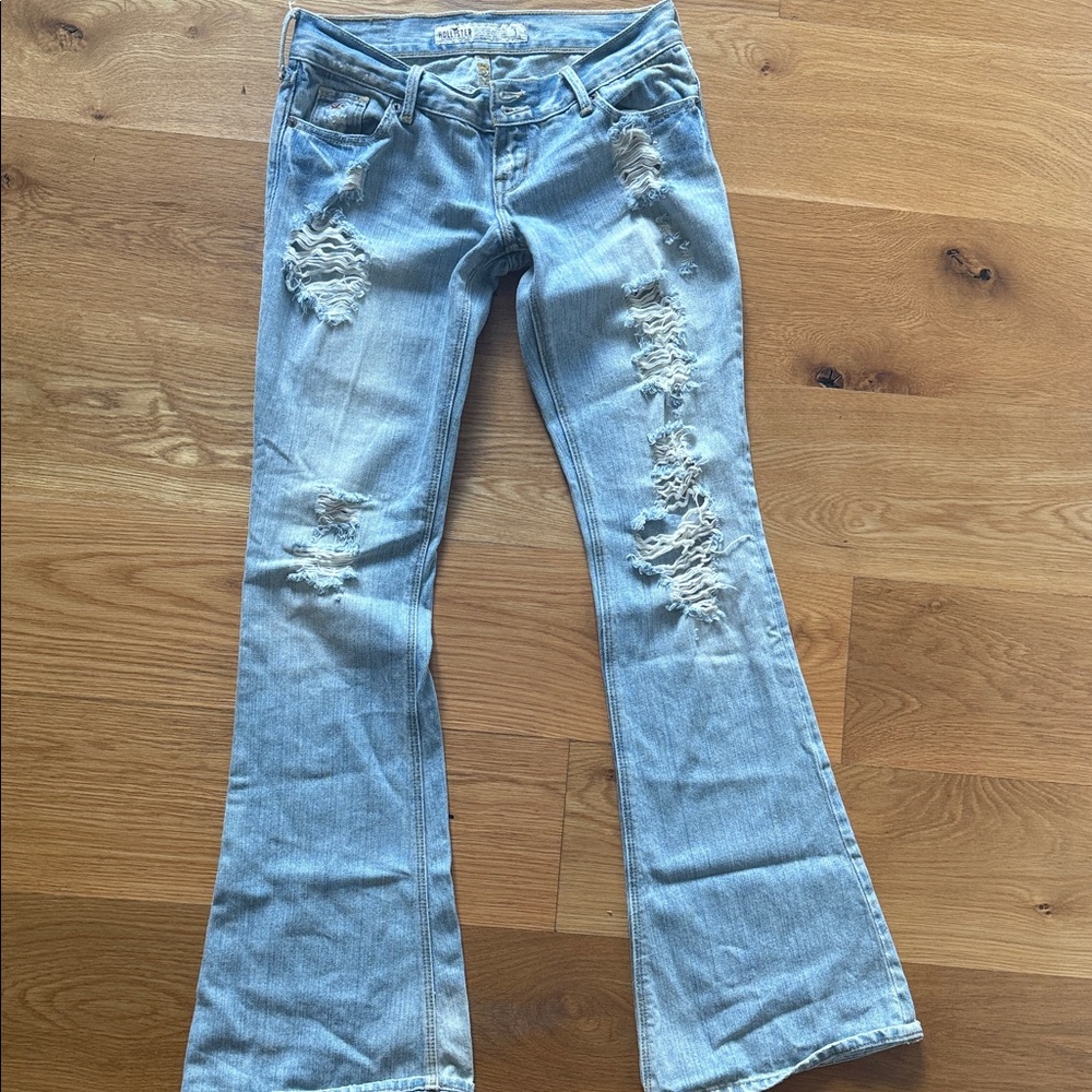 Hollister Light Blue low rise Distressed Flare Jeans